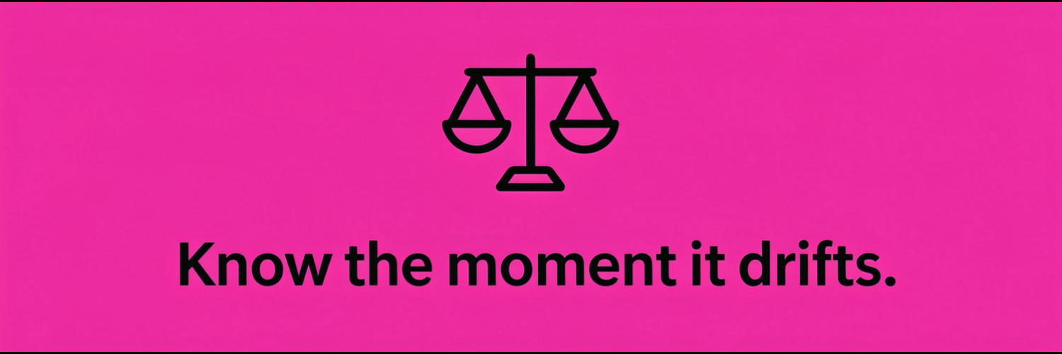Parity Finance brand banner: a black balance scale on magenta